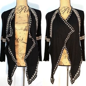 Black embroidered bohemian cardigan